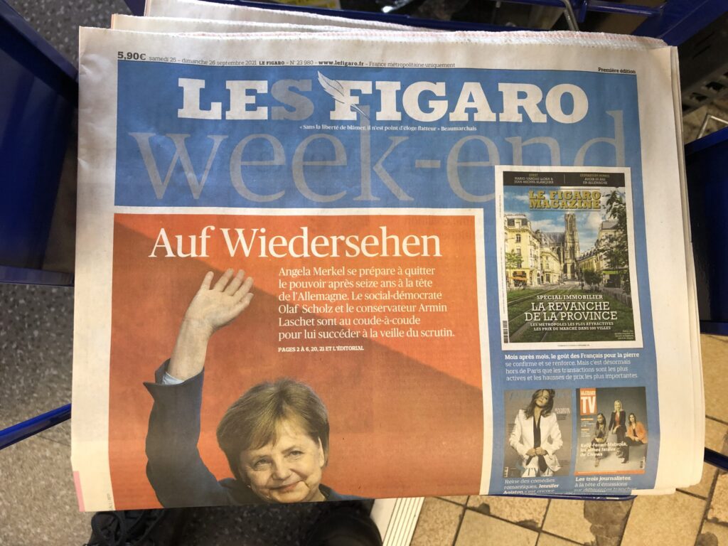 Titelblatt von Les Figaro zur Bundestagswahl 2022 (Bild: Klaus Dapp)